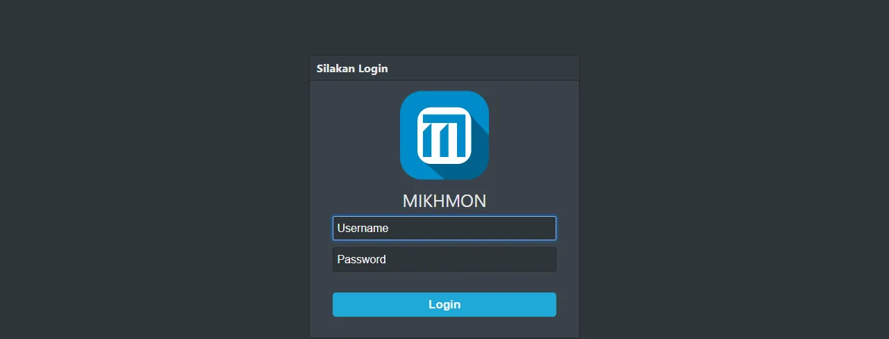 Halaman login Mikhmon v3 dengan kolom username dan password