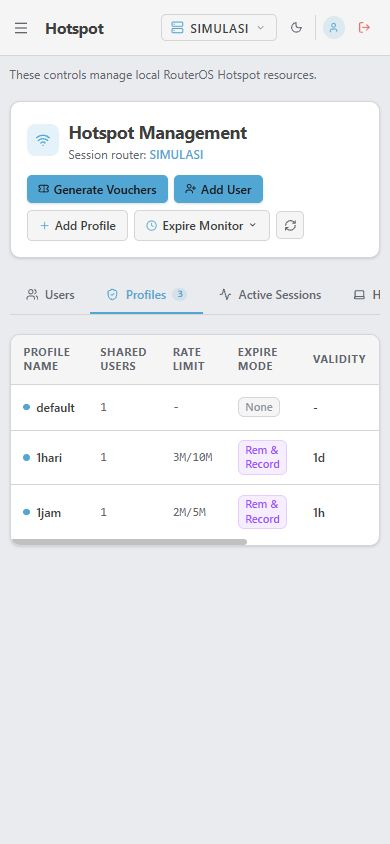 Daftar Profiles pada simulasi V5 memuat profil 1jam yang baru disimpan.